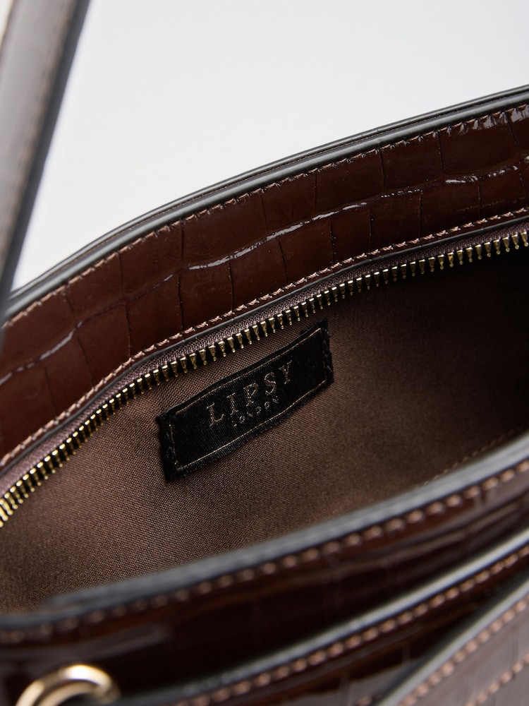 Lipsy Chocolate Brown Buckle Detail Shoulder Bag - Image 8 of 8 Lipsy Chocolate Brown Buckle Detail Shoulder Bag - Image 8 of 8