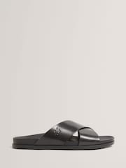 Ted Baker Black TERRIY Script Leather Sandals - Image 1 of 4