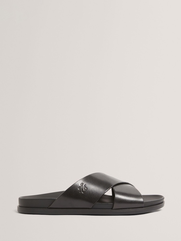 Ted Baker Black TERRIY Script Leather Sandals - Image 1 of 4