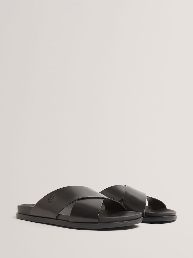 Ted Baker Black TERRIY Script Leather Sandals - Image 2 of 4
