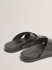 Ted Baker Black TERRIY Script Leather Sandals - Image 3 of 4