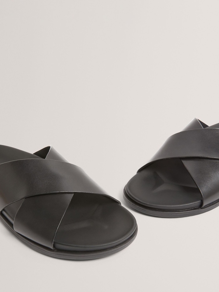 Ted Baker Black TERRIY Script Leather Sandals - Image 4 of 4