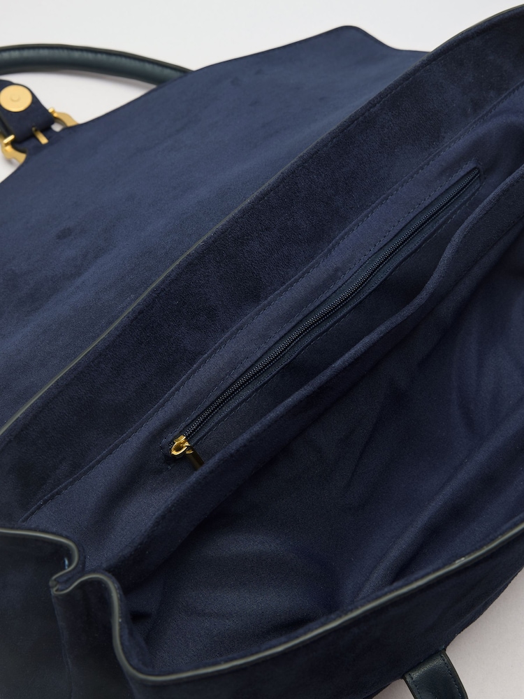 Friends Like These Navy Suedette Buckle Shoulder Bag - Image 4 of 4 Friends Like These Navy Suedette Buckle Shoulder Bag - Image 4 of 4