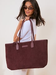 Friends Like These Burgundy Suedette Shopper Bag with Pouch - Image 1 of 8