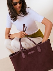 Friends Like These Burgundy Suedette Shopper Bag with Pouch - Image 3 of 8