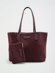 Friends Like These Burgundy Suedette Shopper Bag with Pouch - Image 5 of 8