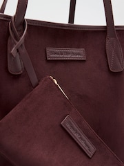 Friends Like These Burgundy Suedette Shopper Bag with Pouch - Image 6 of 8