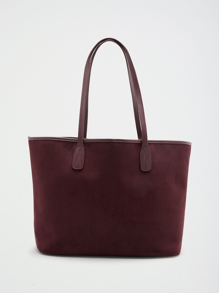 Friends Like These Burgundy Suedette Shopper Bag with Pouch - Image 8 of 8 Friends Like These Burgundy Suedette Shopper Bag with Pouch - Image 8 of 8