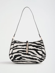 Friends Like These Zebra Print Tab Detail Shoulder Bag - Image 3 of 6
