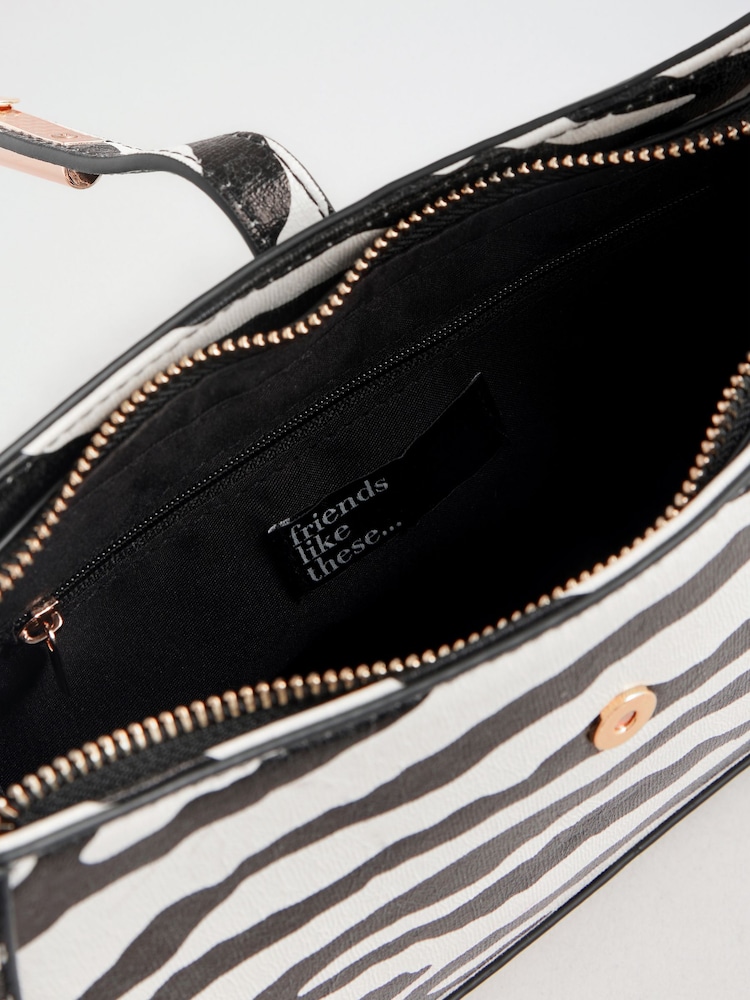 Friends Like These Zebra Print Tab Detail Shoulder Bag - Image 6 of 6