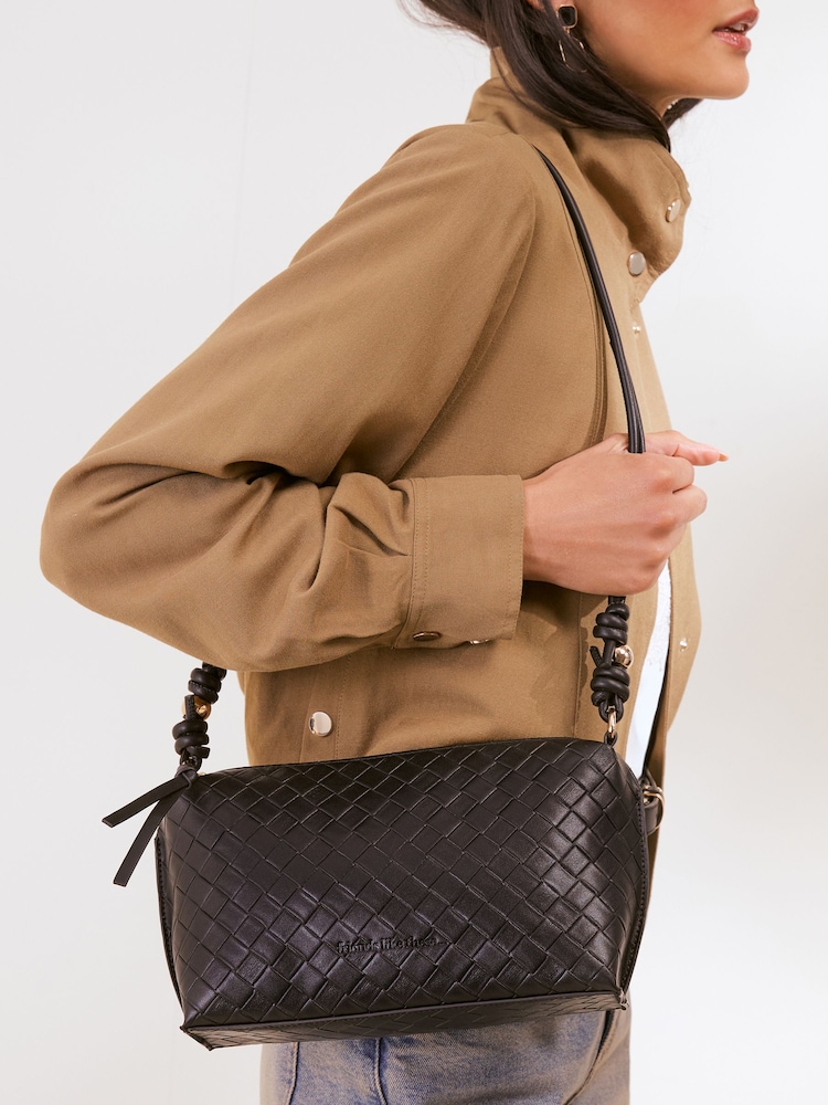 Friends Like These Black Boxy Weave Crossbody Bag - Image 2 of 9
