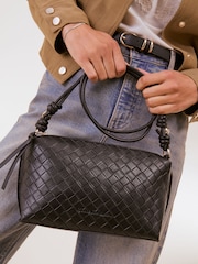 Friends Like These Black Boxy Weave Crossbody Bag - Image 3 of 9