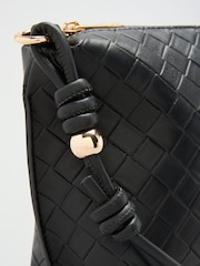 Friends Like These Black Boxy Weave Crossbody Bag - Image 9 of 9
