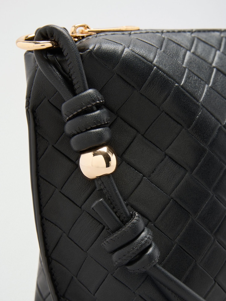 Friends Like These Black Boxy Weave Crossbody Bag - Image 9 of 9