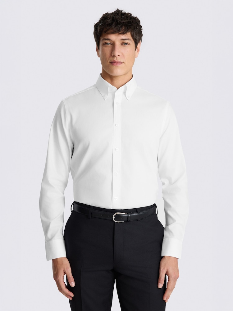 MOSS White Tailored Fit Stretch Contrast Shirt - Image 1 of 3