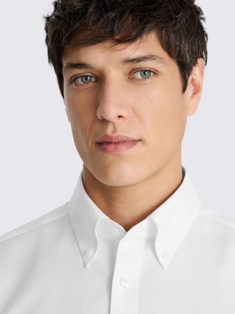 MOSS White Tailored Fit Stretch Contrast Shirt - Image 2 of 3