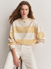 Free People Yellow Classic Stripe Crew Neck Wide Top - Image 2 of 6
