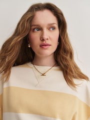 Free People Yellow Classic Stripe Crew Neck Wide Top - Image 6 of 6