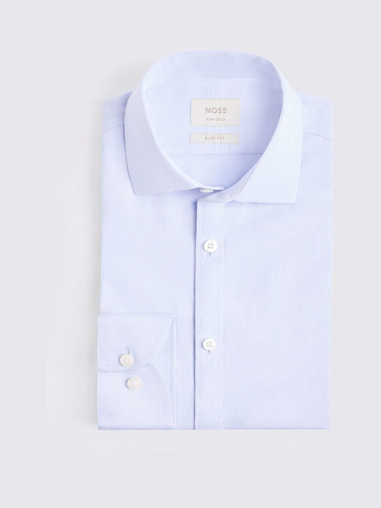 MOSS Sky Slim Fit Dobby Non Iron Cotton Shirt - Image 3 of 3