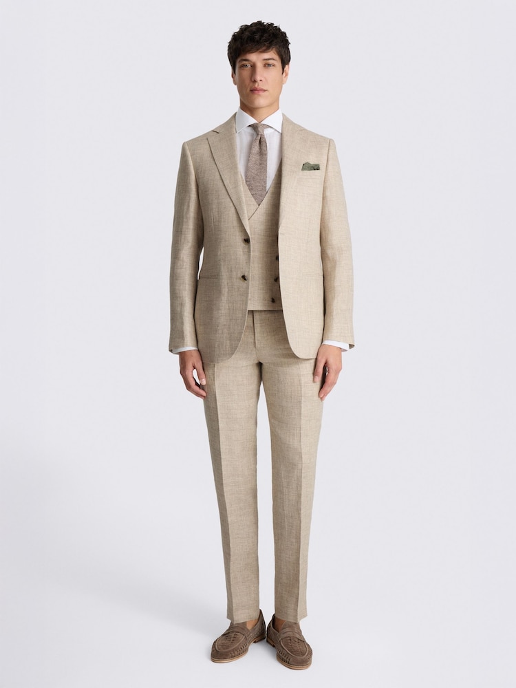 MOSS Neutral Tailored Fit Delave Linen Suit Jacket - Image 2 of 6
