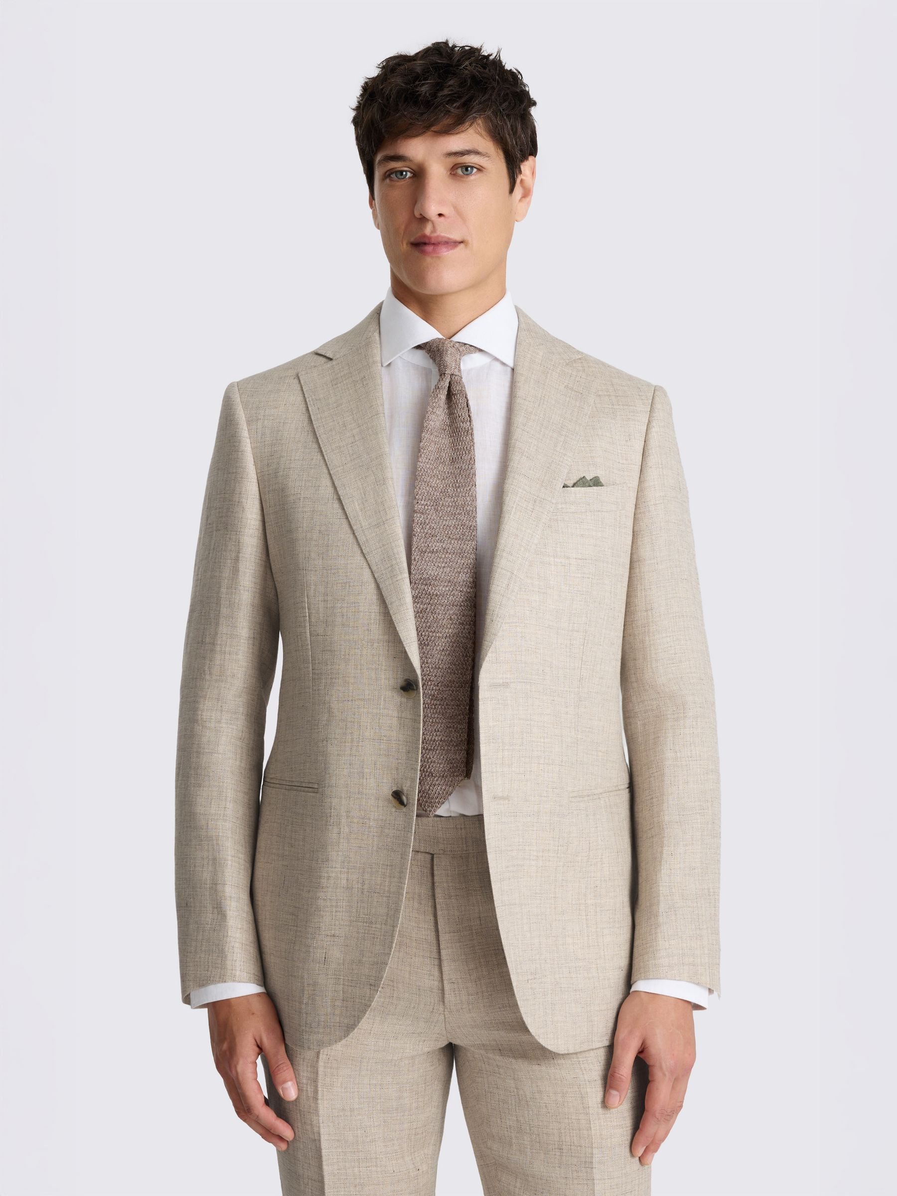 Buy MOSS Neutral Single Breasted Tailored Fit Delave Linen Suit