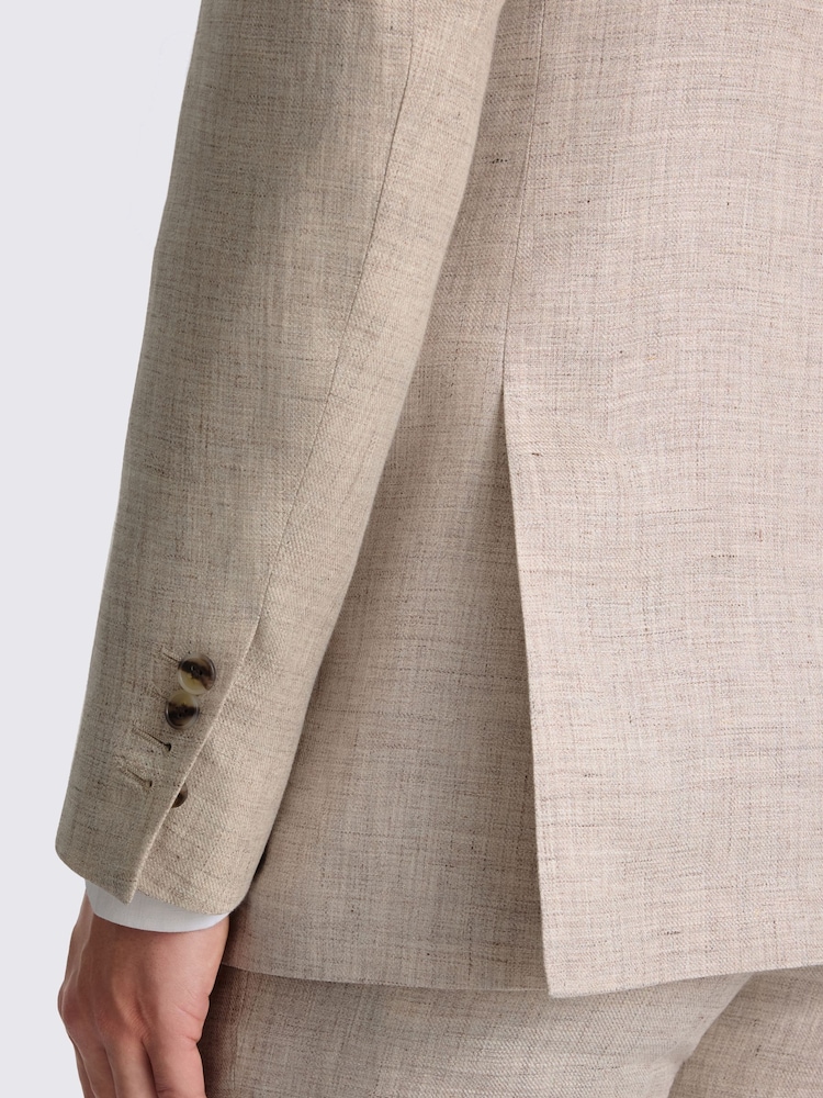 MOSS Neutral Tailored Fit Delave Linen Suit Jacket - Image 6 of 6