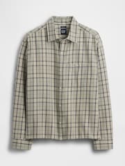 Gap Green Check Sunwashed Twill Straight-Hem Shirt - Image 4 of 4