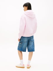 Tommy Jeans Pink Badge Brushed Terry Boxy Hoodie - Image 3 of 5