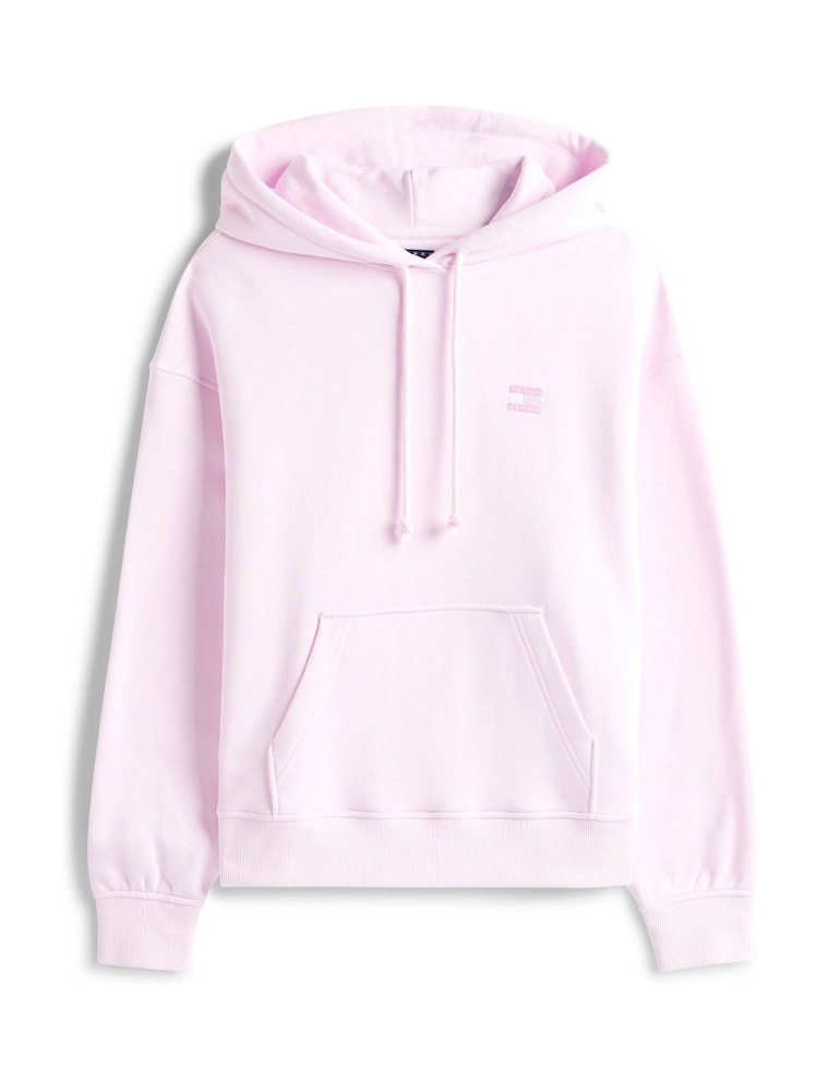 Tommy Jeans Pink Badge Brushed Terry Boxy Hoodie - Image 5 of 5 Tommy Jeans Pink Badge Brushed Terry Boxy Hoodie - Image 5 of 5