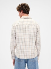 Gap Cream Check Sunwashed Twill Straight-Hem Shirt - Image 2 of 4