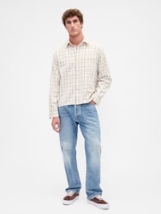 Gap Cream Check Sunwashed Twill Straight-Hem Shirt - Image 3 of 4
