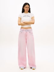 Tommy Jeans White Logo Slim Crew Neck T-Shirt - Image 2 of 5