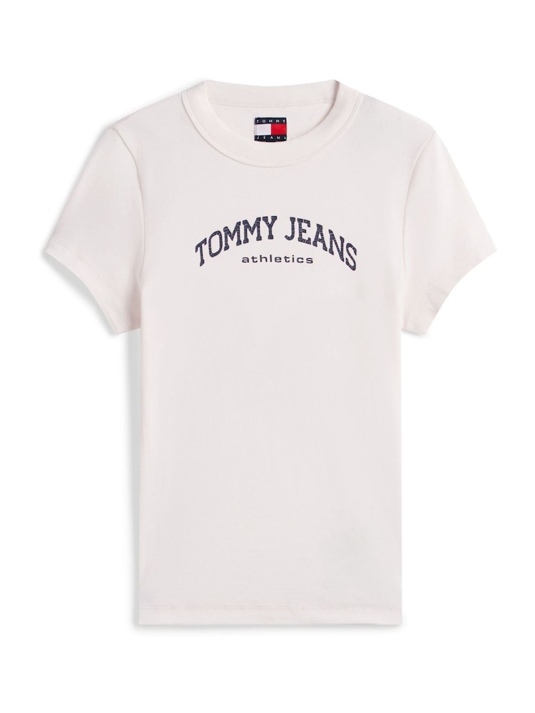 Tommy Jeans White Logo Slim Crew Neck T-Shirt - Image 5 of 5 Tommy Jeans White Logo Slim Crew Neck T-Shirt - Image 5 of 5