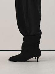 Black Forever Comfort® Leather Slouch Ankle Heeled Boots - Image 2 of 8