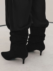 Black Forever Comfort® Leather Slouch Ankle Heeled Boots - Image 3 of 8