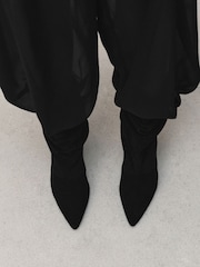 Black Forever Comfort® Leather Slouch Ankle Heeled Boots - Image 4 of 8