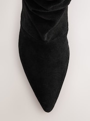 Black Forever Comfort® Leather Slouch Ankle Heeled Boots - Image 6 of 8