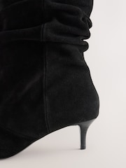 Black Forever Comfort® Leather Slouch Ankle Heeled Boots - Image 7 of 8