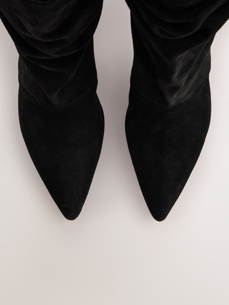 Black Forever Comfort® Leather Slouch Ankle Heeled Boots - Image 8 of 8