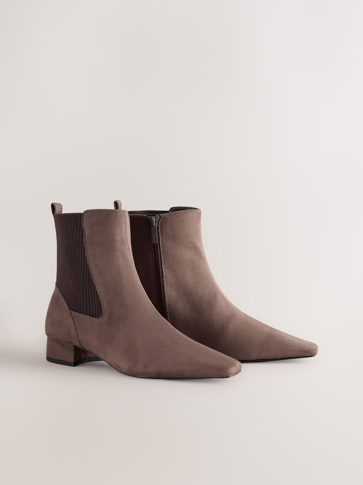 Taupe Forever Comfort® Chisel Toe Ankle Chelsea Boots - Image 2 of 5 Taupe Forever Comfort® Chisel Toe Ankle Chelsea Boots - Image 2 of 5