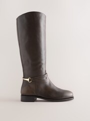 Brown Narrow Leg Forever Comfort® Knee High Leather Boots - Image 1 of 5