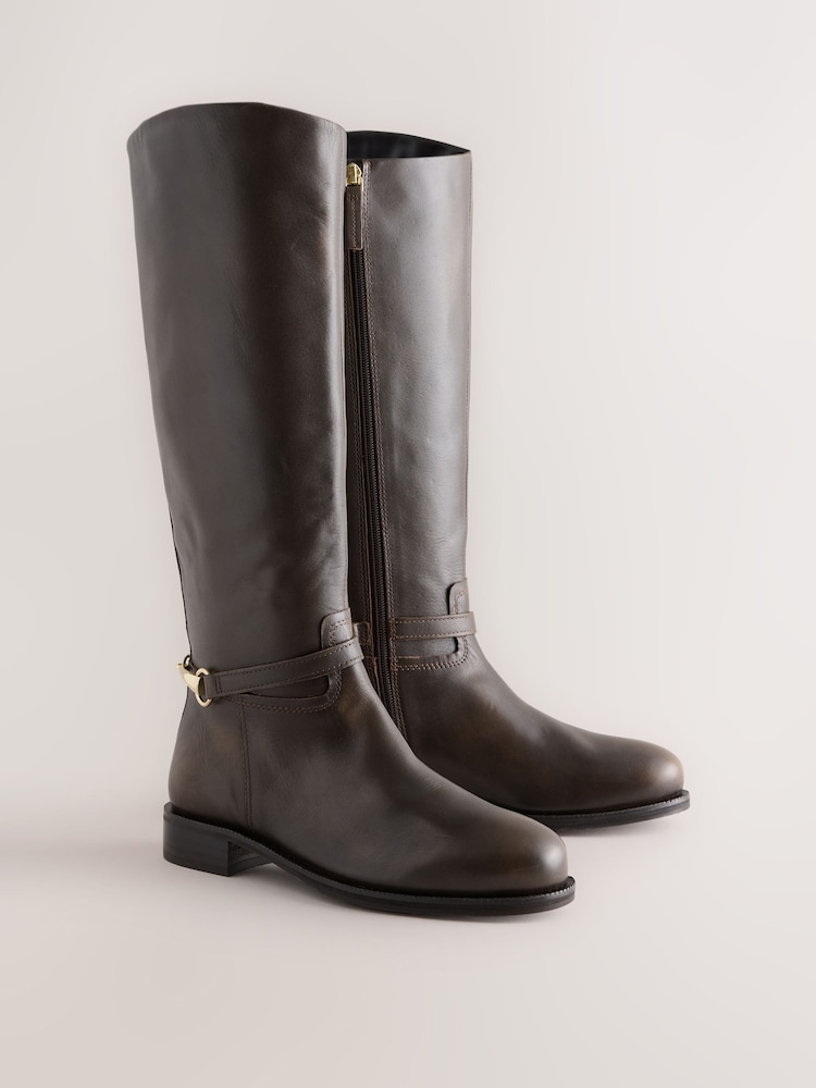 Brown Narrow Leg Forever Comfort® Knee High Leather Boots - Image 2 of 5