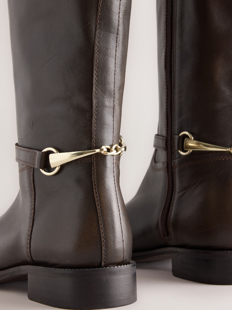 Brown Narrow Leg Forever Comfort® Knee High Leather Boots - Image 5 of 5