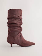 Chocolate Brown Extra Wide Fit Forever Comfort® Slouch Pointed Toe Kitten Heel Boots - Image 8 of 12
