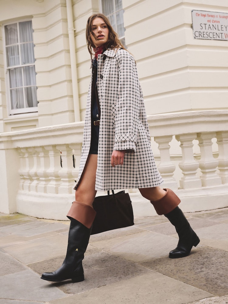 Black Forever Comfort® Fold-Over Knee High Leather Boots - Image 2 of 5