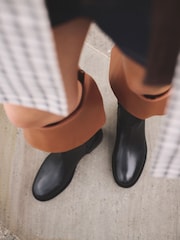 Black Forever Comfort® Fold-Over Knee High Leather Boots - Image 5 of 5