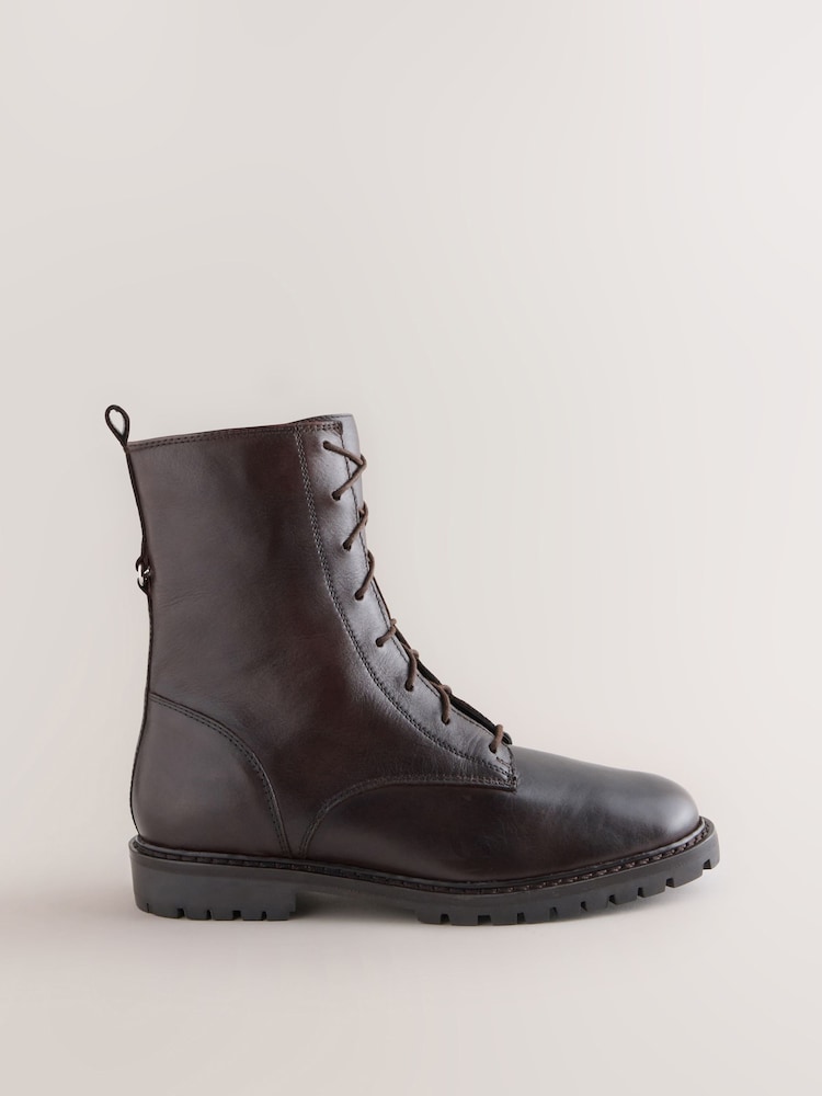 Chocolate Brown Forever Comfort® Leather Lace Up Ankle Boots - Image 1 of 6