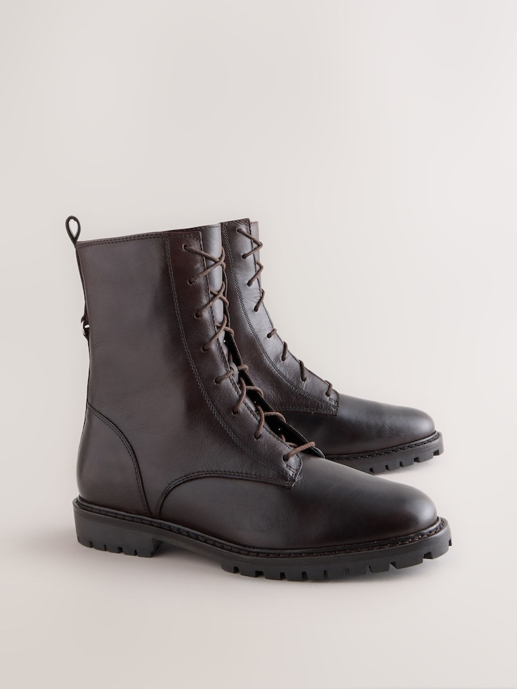 Chocolate Brown Forever Comfort® Leather Lace Up Ankle Boots - Image 2 of 6