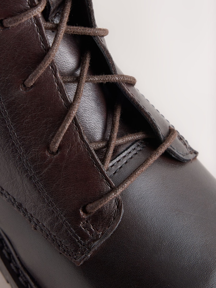 Chocolate Brown Forever Comfort® Leather Lace Up Ankle Boots - Image 6 of 6