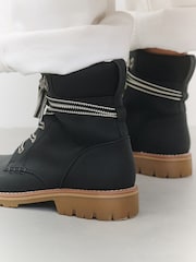 黑色 - Casual Lace-Up Ankle Boots - 图片7 / 11